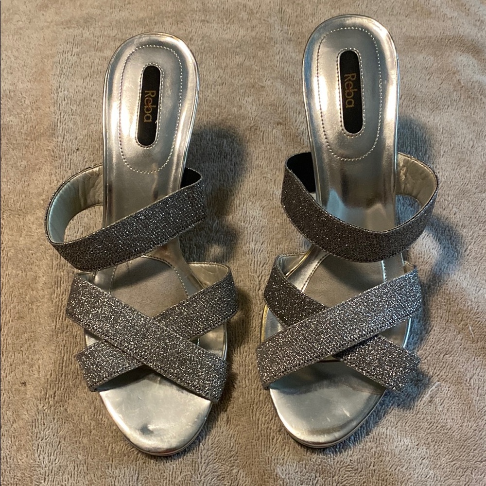 Reba Women's Glittery Silver Heels